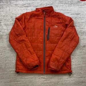 LL Bean Primaloft Packaway Puffer Jacket Medium Orange Quilted Full Zip Preppy - Picture 1 of 11