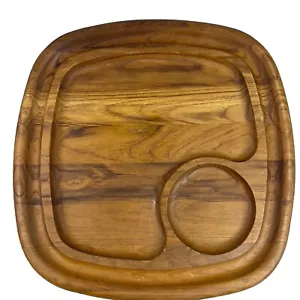 Dansk Square Teak Wood Tray Charcuterie Chips Dips 13"X13.5" Appetizer Cheese - Picture 1 of 7
