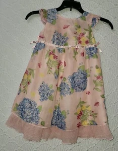 Vestito Bambina Bambina Rosa Con Grazioso Disegno Floreale Il Posto dei Bambini 36M/3T - Foto 1 di 7