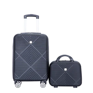 2 Pcs Hardshell Luggage Set 20" Suitcase Spinner Wheels 14" Cosmetic Case Black - Picture 1 of 24