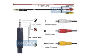 Cable adaptador de entrada de video RCA con enchufe estilo auriculares videocámara mini DVR - Imagen 1 de 3