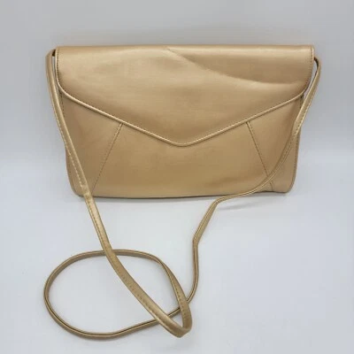 Bolso sin asas bandolera de noche Bueno vintage bolso de cuero sintético dorado Foto 1 de 4