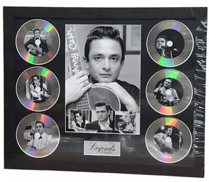 JOHNNY CASH MEMORABILIA GERAHMTES BILD PRÄSENTATIONSSCHEIBE SET LEGENDS OF MUSIC UK - Bild 1 von 8