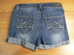 + HYDRAULIC LOLA CURVY JRS 3/4 (26x3.5) BOYFRIEND DENIM SHORTS-LOW RISE-R/S - Picture 1 of 12