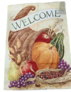 Vicky Howard Autumn Fall Pumpkin Corn Harvest Porch Garden Flag Welcome - Picture 1 of 12