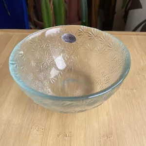 Blenko #6921S Starburst Clear Small Glass Bowl Sandblasted Signature John W 2021 - Picture 1 of 7