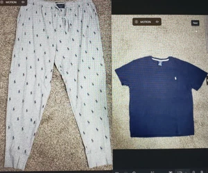 Polo Ralph Lauren Sleepwear Pony Pajama Pants Solid Navy Blue Shirt READ - Picture 1 of 10