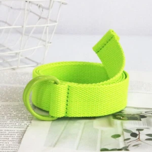 Kids Boys 3cm Canvas Belt Double D Ring Buckle Casual for School Uniform Pants - Picture 1 of 22