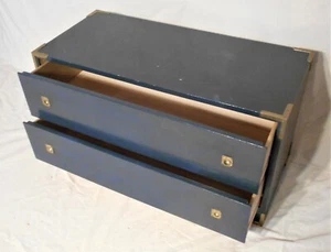 VINTAGE MID CENTURY REGENCY BRASS BOUND 2 DRAWER CAMPAIGN CHEST - Picture 1 of 11