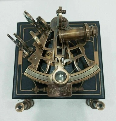 J.SCOTT Antique Sextant Nautical Brass Astrolabe Working Marine Vintage Box - Image 1 of 4