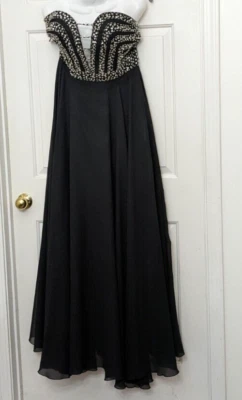 GRACE KARIN Amazing Black Sequined Long Formal Pageant Dress Sz 10 Strapless NWT - Image 1 of 4