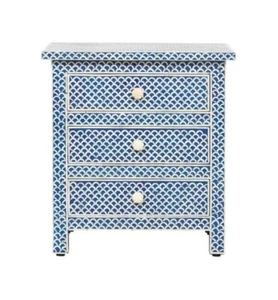 Bone Inlay Bedside Table - Picture 1 of 9