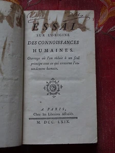 Essai sur l'Origine des Connoissances Humaines DE CONDILLAC 1768 Libraires Assoc - Picture 1 of 4