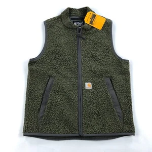 Carhartt Fleece Vest Mens Small Green Pile Relaxed Fit NEW - Picture 1 of 10