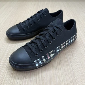 Burberry Larkhall Low Top Black Gabardine Check Logo Sneaker 46 EU = 13 Herren - Bild 1 von 9