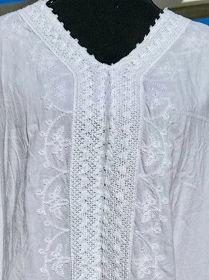 Poncho Top Lane Bryant Manga Corta Talla 22/24 (3X) Crema Boho Playa Bordado Foto 1 de 4