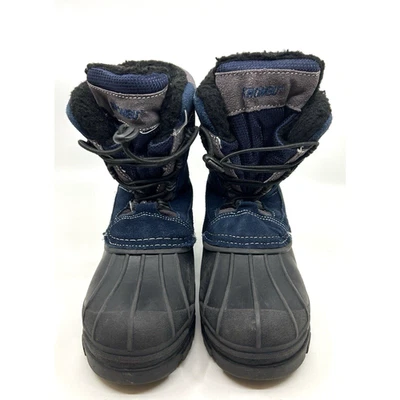 KHOMBU UNISEX JACK SCOOT BIG KIDS SNOW BOOTS SZ 4 BLACK/BLUE/GRAY LINED WINTER - Image 1 of 4