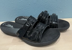 Sandalia deportiva Clarks Cloudsteppers para mujer Breeze Piper charol negro talla 10 - Imagen 1 de 12