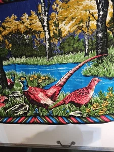 Vintage Wandteppich Wandbehang Fasane in der Wildnis Teppich 60" x 38" Lodge Kunst. - Bild 1 von 8