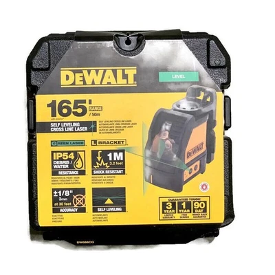 Nivel láser de línea cruzada autonivelante verde DEWALT DW088CG 165 pies Foto 1 de 4