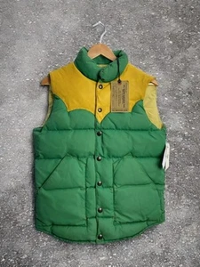 RRL RALPH LAUREN Leather Yoke Quilted Vest/Down Vest/XS/Nylon/Grn Men's #ED ZFA - Picture 1 of 5