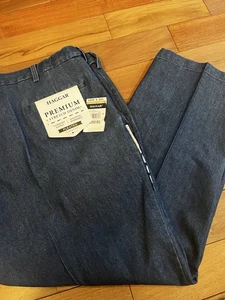 Haggar Stretch Denim Pleated Front Trouser HC00280 Men Jeans Pants Size 48x30 - Picture 1 of 8
