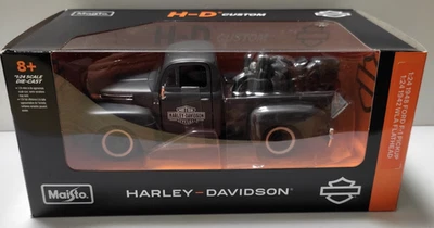 MAISTO H-D CUSTOM 1:24 PICK UP FORD F-1 1948  + MOTO HARLEY WLA FLATHEAD   32185 - Immagine 1 di 2