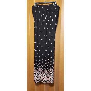 New Directions size XL black & pink casual flared pants - Picture 1 of 4