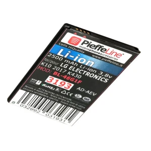 	batteria 2500mAh Litio per LG ELECTRONICS K10 2017 MOD: BL-46G1F - Imagen 1 de 1