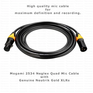 MOGAMI 2534 QUAD GOLD High Quality XLR Cable in Custom Lengths and Boots Colours - Picture 1 of 4