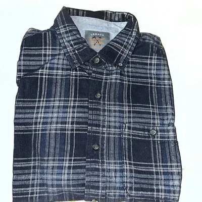 Legacy Copper Oak Flannel Long Sleeve Shirt Navy With Gray Plaid Size Small  - Image 1 of 3