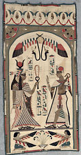 Antique Egyptian Revival Needlework Folk Art Wall Hanging Tapestry 19th C. 6’x3’