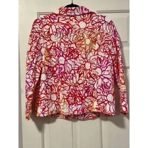 Ruby Rd. Floral Print Cotton Blazer Jacket Spring Summer Size 12 - Picture 1 of 3