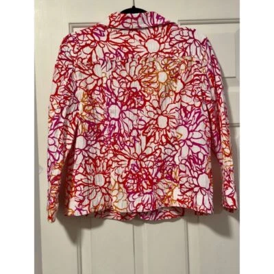Ruby Rd. Floral Print Cotton Blazer Jacket Spring Summer Size 12 - Image 1 of 3
