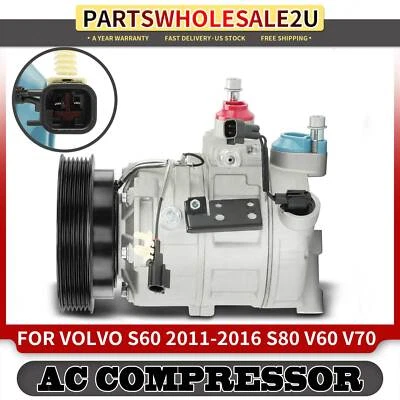 Compressor CA A/C para Volvo S60 2011 2012-2016 S80 10-15 V60 15-16 V70 XC60 XC70 - Imagem 1 de 4