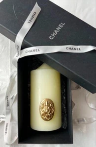CHANEL Tall Candle White Cameo Gold Lion Limited gift candle VIP UNUSED w/Box - Picture 1 of 3
