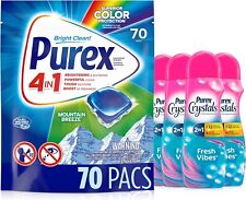 Purex 4-in-1 Laundry Detergent Pacs, Mountain Breeze, 70 Count + Purex Crystals