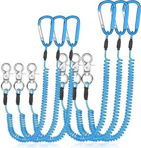 6 Pack Heavy Duty Fishing Lanyard Steel Wire Coiled Lanyard Kayak Retractable To - Picture 1 of 2