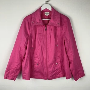 Studio Works Womens 2X Basic Jacket Full Zip Pockets Hot Pink Plus Size - Picture 1 of 4
