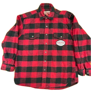 Caribou Creek Mens Large Flannel Shirt Buffalo Plaid Red Black Long Sleeve Soft - Picture 1 of 11