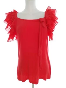 Vero moda T. M Rojo Blusa Viscosa Manga corta Volante - Imagen 1 de 5