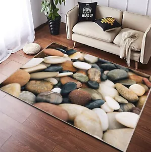 Pebble Print Rug, Stone Pattern Carpet, Realistic Rock Mat, Stone Rug, Pebble - Picture 1 of 10