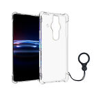 Soft Clear TPU Case Back Cover with Lanyard Strap Stand for Sony Xperia PRO-I