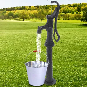 Pompa acqua manuale con supporto ghisa pozzo esterno giardino fattoria irrigazione terreno - Foto 1 di 12