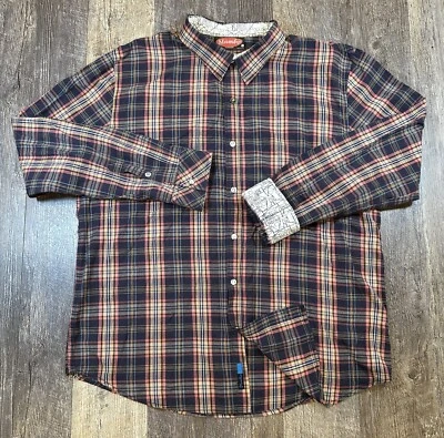 Camisa masculina Mambo tamanho XL multicolorida xadrez botão para cima Rockabilly punho flip - Imagem 1 de 4