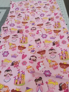 Michael Miller Pink Princess Cotton Woven Fabric castles fairy tales unicorns - Picture 1 of 1