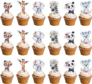 48pc Girl Wild Cupcake Toppers,Jungle Safari Animal Them Party Cake - Picture 1 of 3