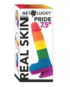 Get Lucky 7,5" Real Skin Series Realistischer Dildo mit Saugbasis Pride - Rainbow - Bild 1 von 6