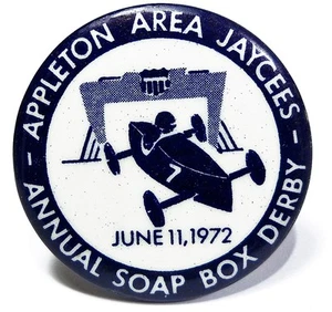 Vintage Soap Box Derby Pinback Button (67) 1972 Appleton Wisconsin Jaycees - Picture 1 of 1