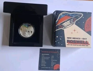 2022 1$ Roswell 75th Anniversary Flying Saucer UFO 1oz Silver Proof No. 732 - Picture 1 of 5